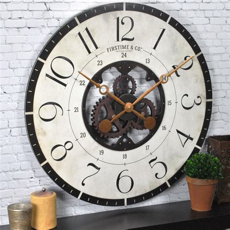 oversized wall clock with gears.